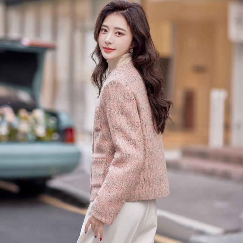 ZBEI8803香风毛呢羽绒女冬短款2024年新款高服端名媛洋气白鸭绒大