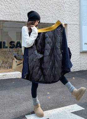 藏2蓝色牛仔羽绒女款冬季204新版款韩服复古加厚显瘦9C098-8630白