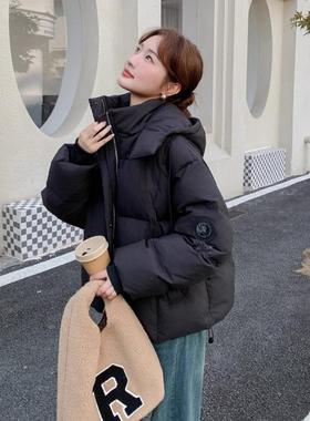 黑色款连系帽羽绒服女2025冬短季款B263-S20韩休闲宽松保暖白鸭绒