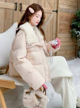 款2绣0新5冬毛拼接甜美蝴蝶结刺羽绒D116-1342服