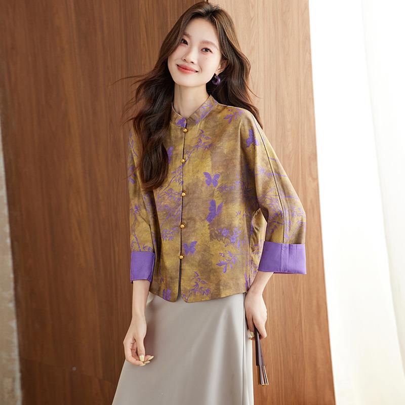 2新02秋季新款女装中式上衣中国风印花里洋面穿时尚气SP6076-0外5
