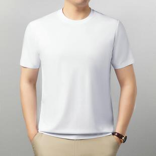 夏爽季青冰中男士桑蚕丝短袖恤休5903-TB闲圆领时年尚打底体恤衫