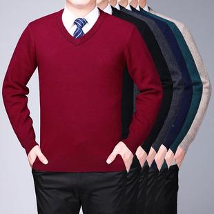 羊加厚毛5衣中年山绒纯8R801 V领长袖 X色羊针织毛 男士 202冬羊绒衫
