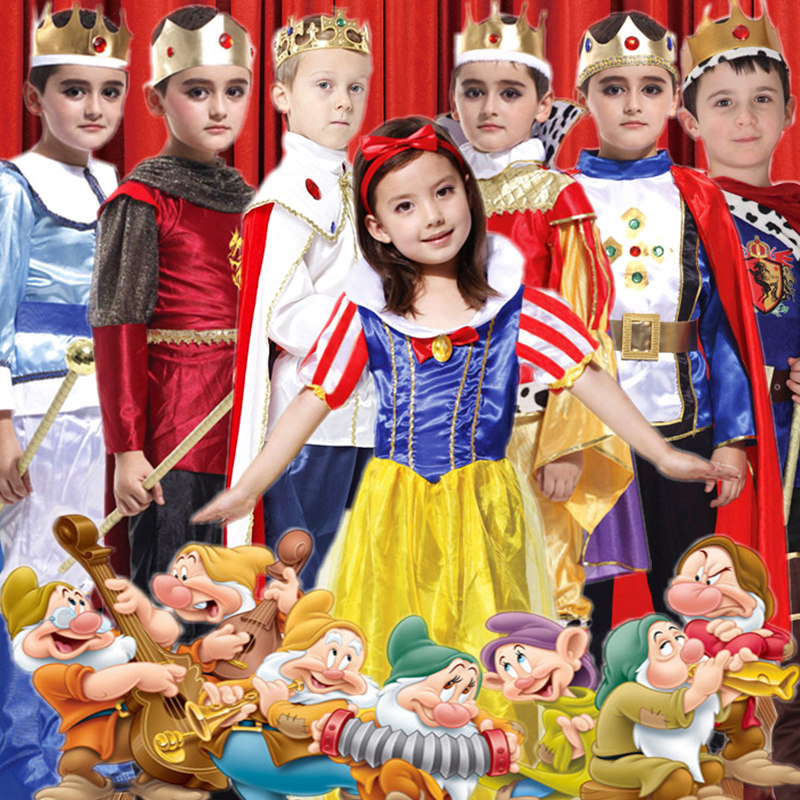 圣诞节儿童服装女幼儿面具舞会王子演出服 国王礼服披风表演服