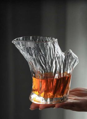 加厚锤纹玻璃公道杯高档水晶茶海茶具纯手工公杯功夫茶日式分茶器