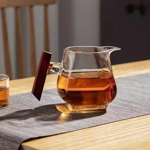 玻璃公道杯高档创意木把茶具配件耐热加厚精致高级分茶器