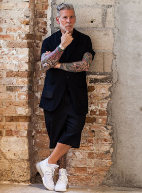 Nick wooster夏季男短裤松紧腰五分  大档裤哈伦裤男宽松阔腿大码