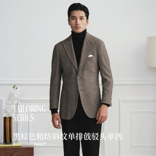 飞鸾鸟新款西服外套男粗纺羊毛商务休闲西装枪驳领羊毛呢加厚单西
