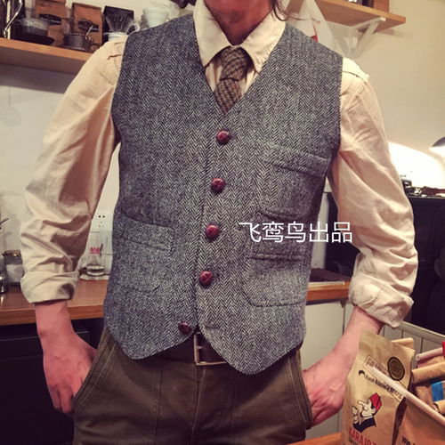 英式复古粗花呢tweed羊毛马甲