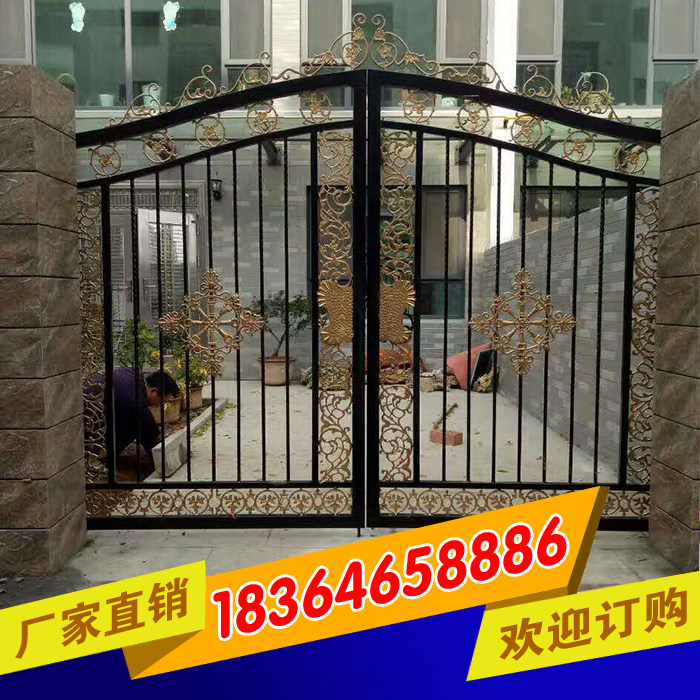 铁艺大门别墅庭院铁门农村大门院子双开门欧式仿古电动围墙大门