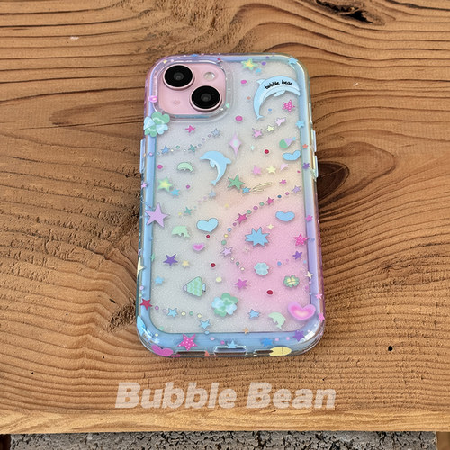 BubbleBean原创海豚双层二合一imd边框手机壳适用于苹果16promax