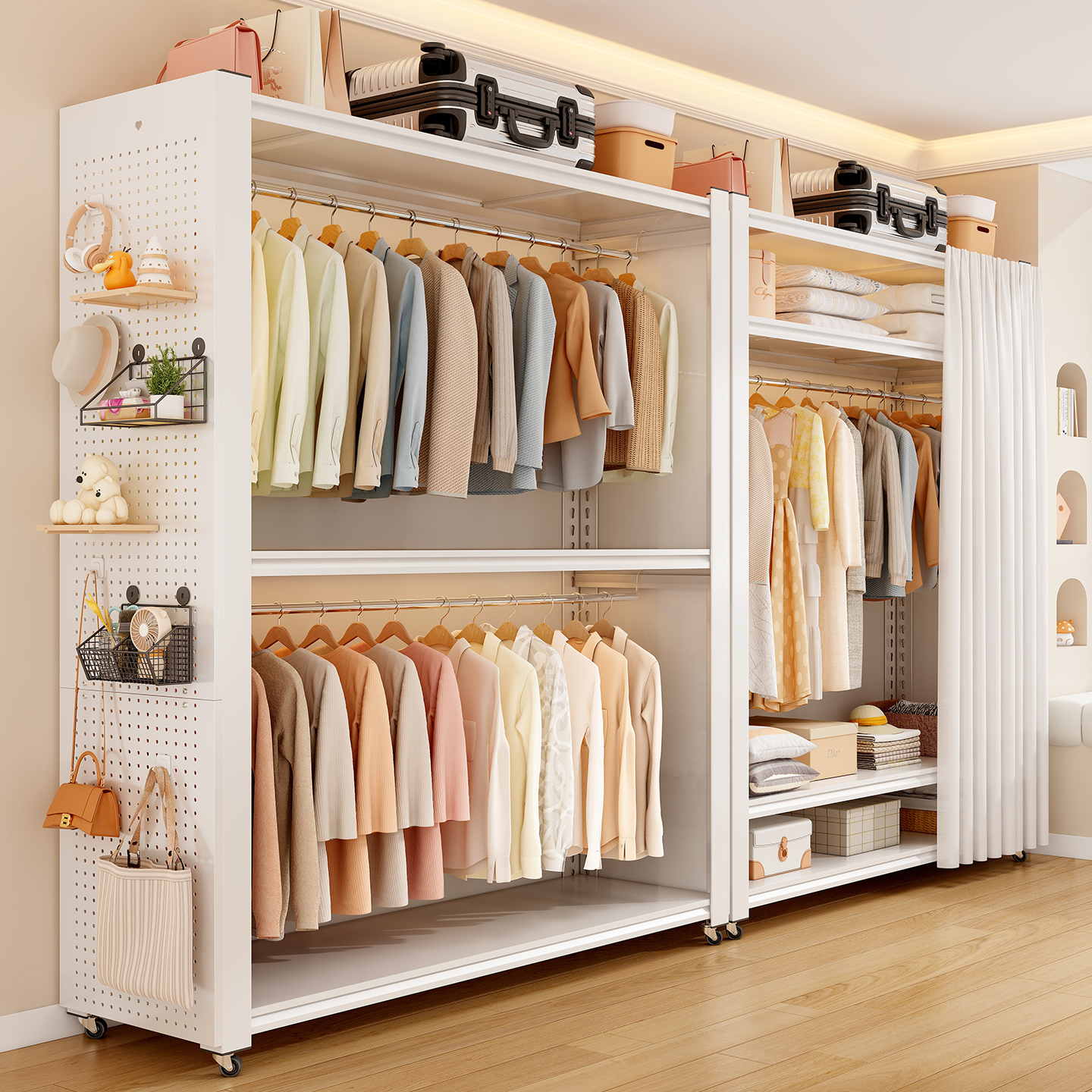 简易组装出租房洞洞板衣柜置物架