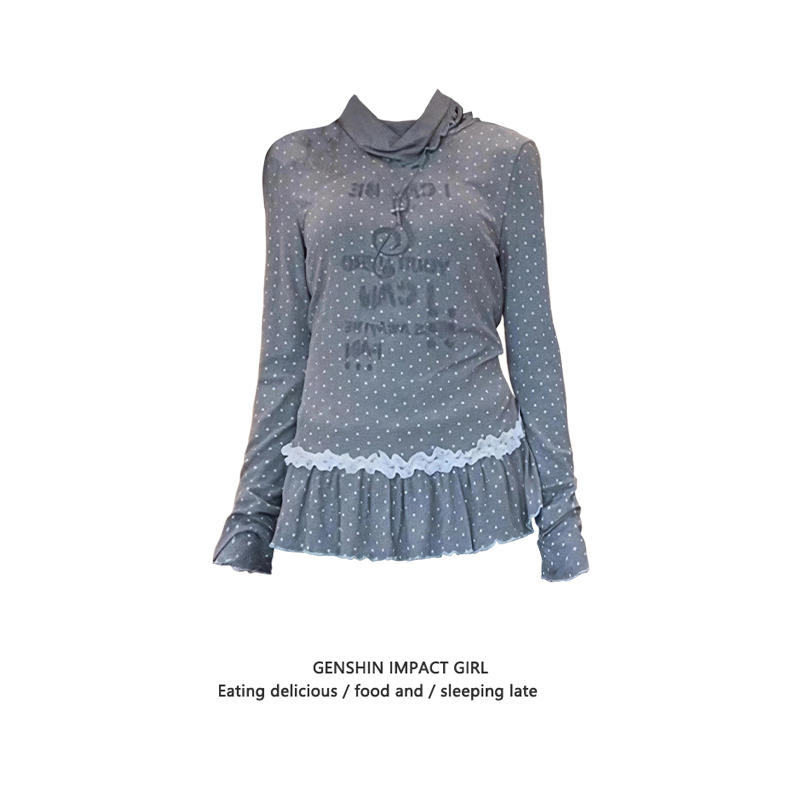 小众堆堆领灰色休闲辣妹上衣秋季