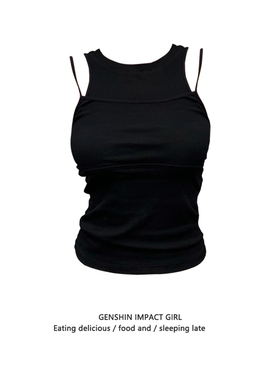 黑色假两件工字吊带背心女夏季新款修身显瘦辣妹外穿百搭无袖上衣