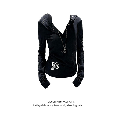 连帽黑色防晒罩衫女夏季薄款长袖