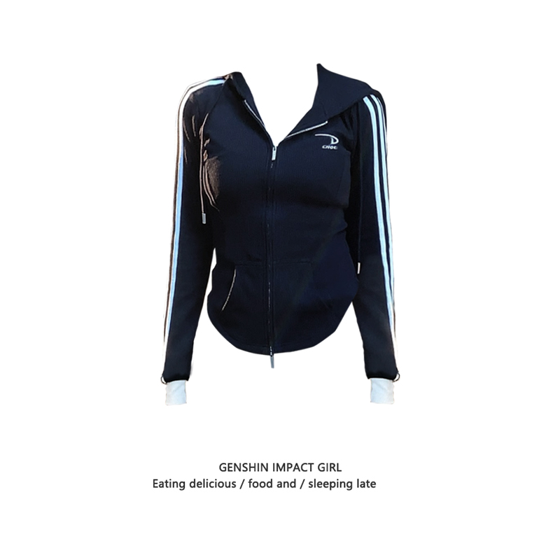 美式高街潮流三条杠开衫卫衣女秋