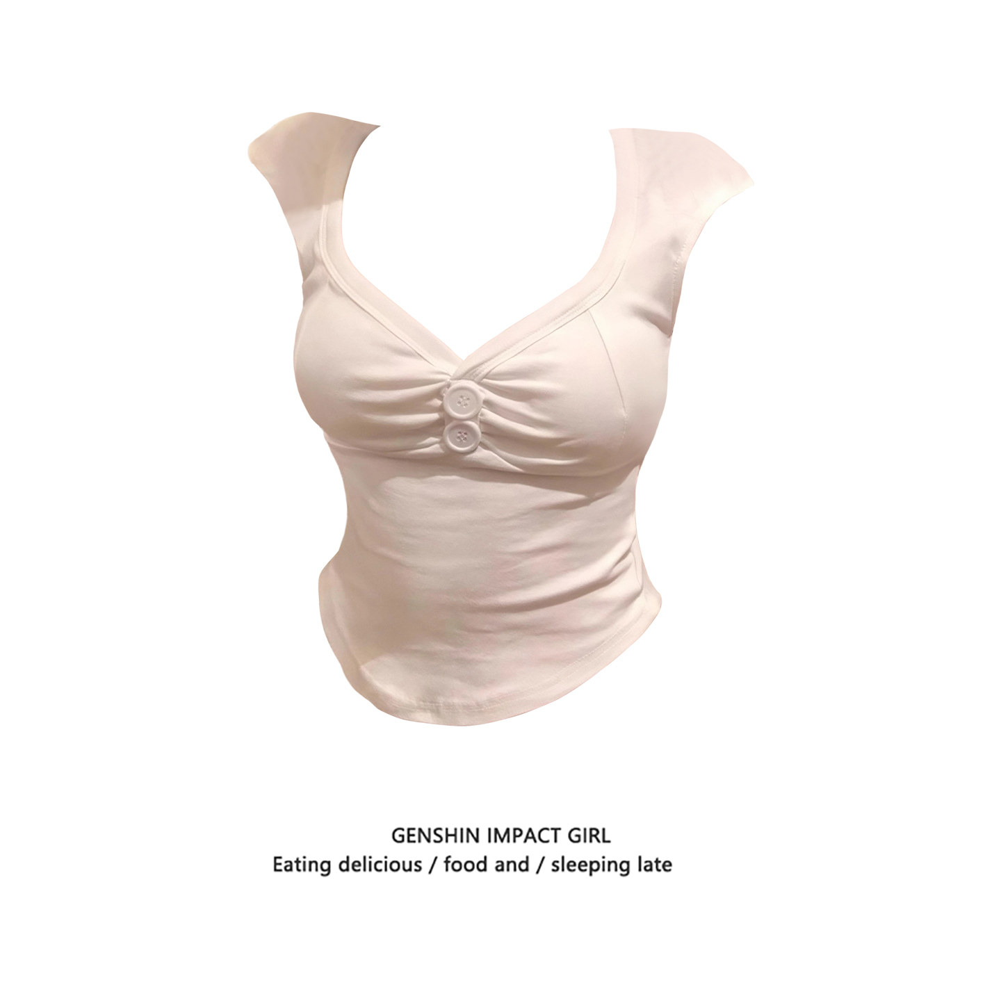 纯欲辣妹V领纽扣短袖T恤女新款夏季修身显瘦纯色简约百搭上衣ins