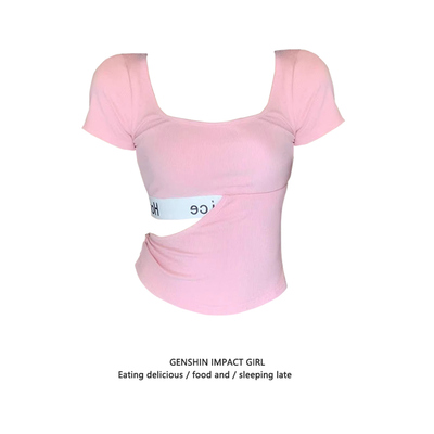 U领镂空掐腰短款上衣女夏季新款