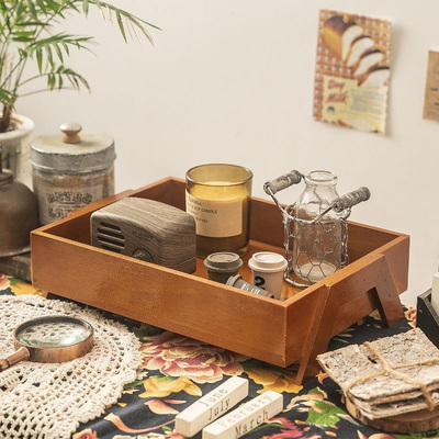 实木质桌面香水收纳盒复古