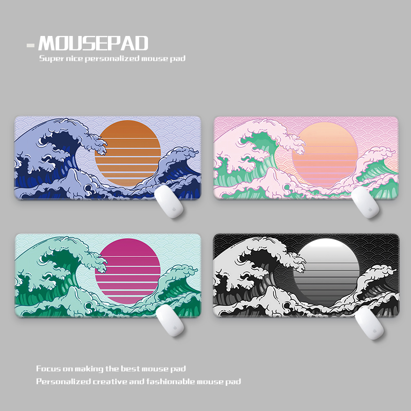 神奈川海浪复古风潮桌垫鼠标垫超大The Great Retro Wave deskmat