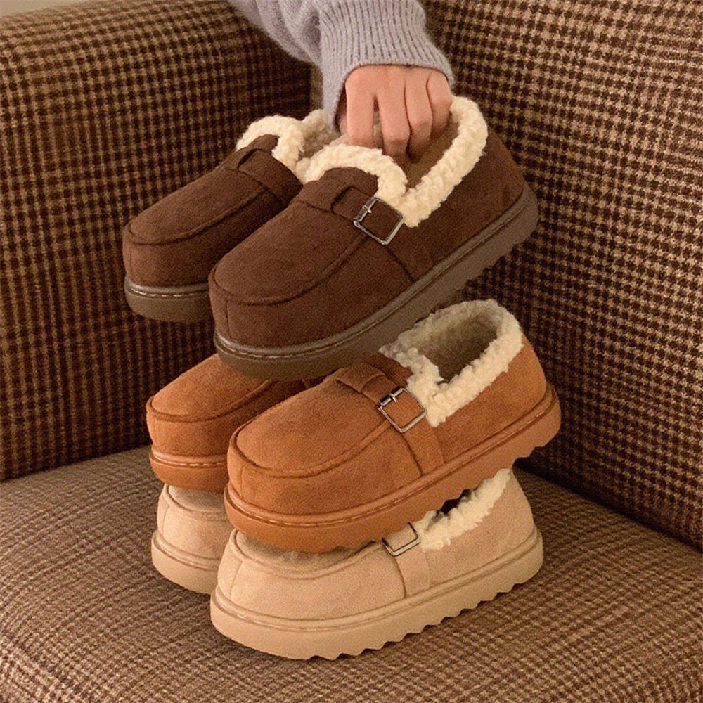 休闲学生乐福鞋加绒时尚豆豆鞋女冬平底保暖舒适一脚蹬复古勃肯,女鞋,棉鞋,淘宝优惠券,粉丝福利购,淘宝优惠卷
