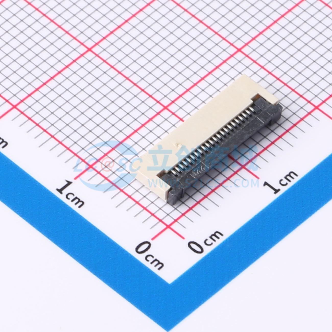 连接器 ZX-0.5FPC-2H-QFX22P SMD,P=0.5mm,卧贴 翻盖式 22P 下接