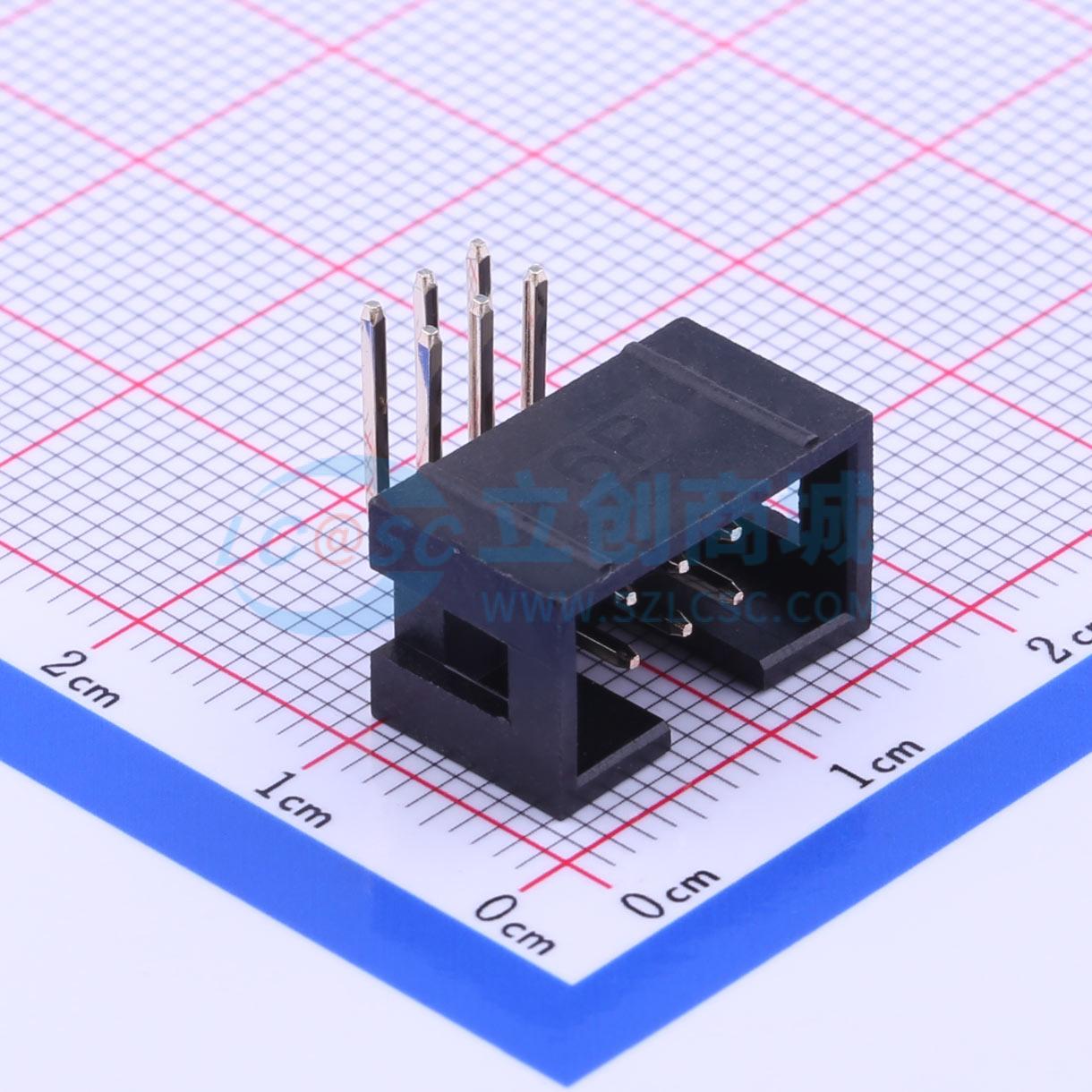 连接器 B-3000R06P-0110 弯插,P=2.54mm 2x3P 简牛座