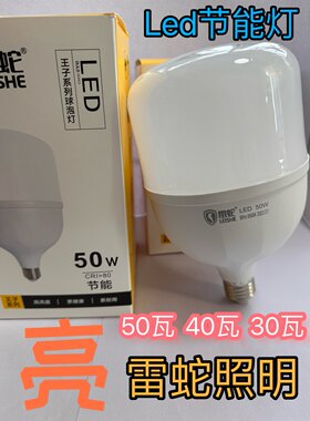 雷蛇LED节能灯 照明高亮商用20瓦30瓦40w50瓦商场店铺厂房灯泡