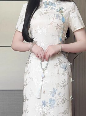 抹茶麻薯2026年夏季新款改良旗袍新中式高端气质印花年轻少女长裙