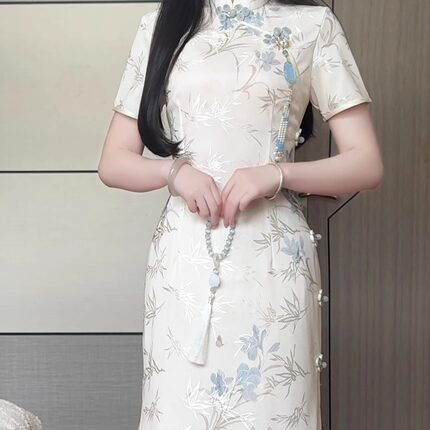 抹茶麻薯2026年夏季新款改良旗袍新中式高端气质印花年轻少女长裙