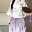 抹茶麻薯2025新款 汉服两件套新中式 国风复古改良年轻少女旗袍套装