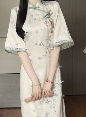 抹茶麻薯仙气茶服素雅改良旗袍