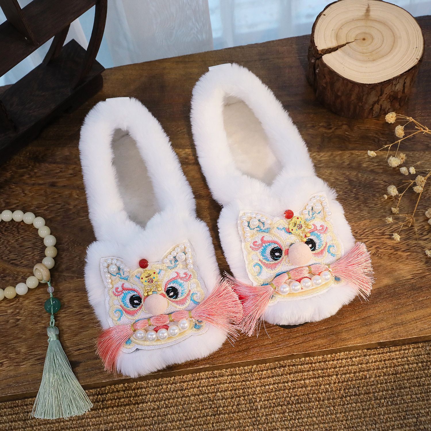 虎头鞋成人厚底增高真毛兔毛松糕