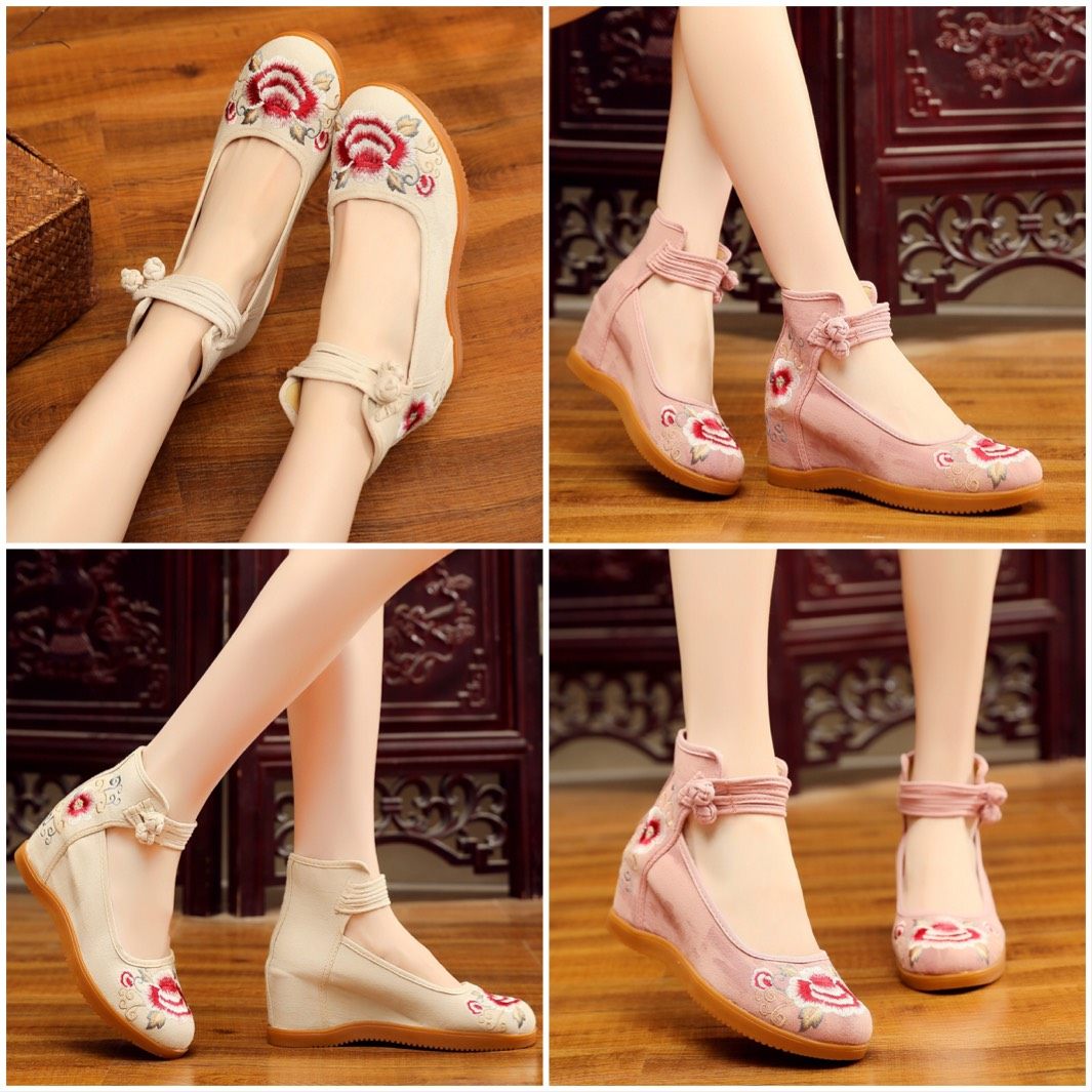 秋新款绣花鞋女老北京布鞋民族风内增高时尚百搭汉服高跟舞蹈单鞋|ruв категории Женская обувь, низкий чистка - от Buy2taobao.com для оказания профессиональной услуги покупки агента Taobao