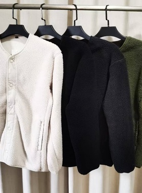 日系男女同款5秋冬新款防风摇粒绒开衫/长袖外套仿羊羔绒E481183