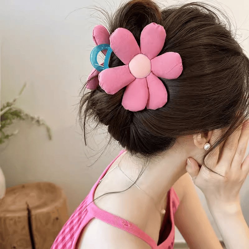 超仙花朵发夹女后脑勺气质盘发高级感鲨鱼夹优雅抓夹头饰甜美夹子