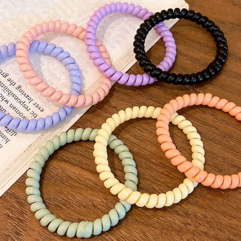 糖果色电话线发绳小清新小号头绳发圈女生扎头发橡皮筋发饰