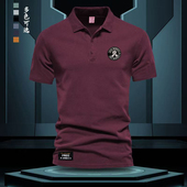 t恤男刺绣修身 纯棉100％美式 百搭休闲上衣 新款 短袖 翻领POLO衫 夏季