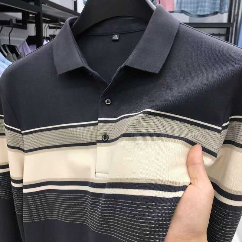 秋季翻领POLO衫男士休闲商务长袖