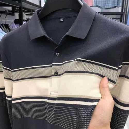 秋季翻领POLO衫男士休闲商务长袖