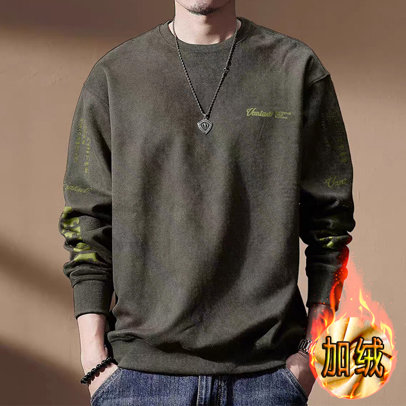 秋冬美式加厚保暖长袖t恤卫衣男