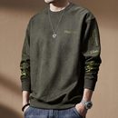 秋季新款美式重磅圆领卫衣男士长袖复古百搭上衣宽松大码休闲体恤