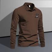 新款 t恤男士 纯棉美式 秋季 翻领POLO衫 长袖 刺绣复古百搭休闲体恤衫