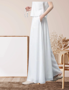 百搭显瘦口袋九分裤长裤休闲裤真丝阔腿裤舞蹈裤女裤春款桑蚕丝裤