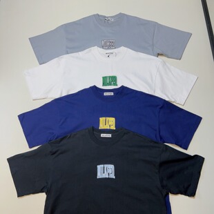 日本线 夏季新款高克重刺绣印花男女款圆领宽松全面短袖T恤tee