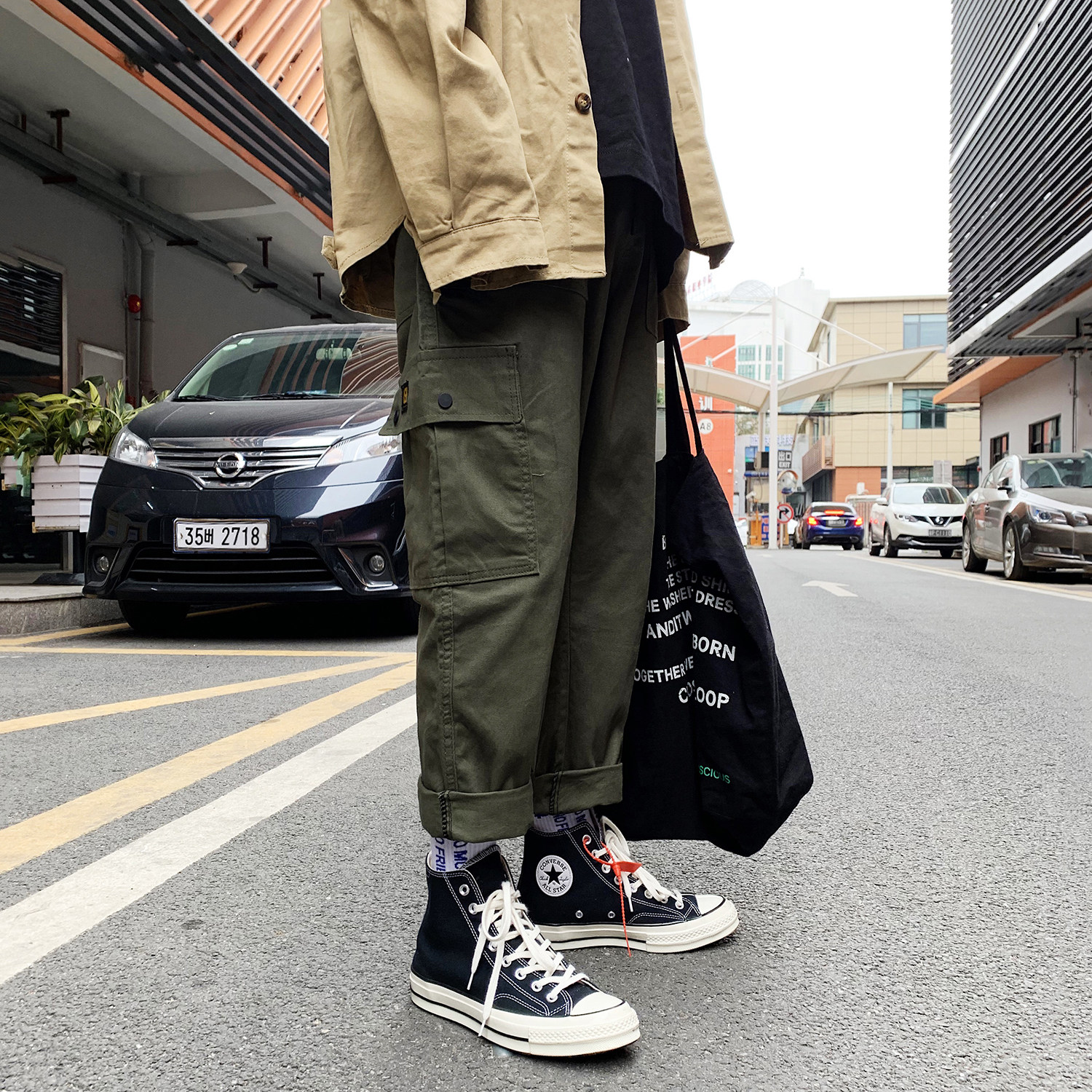 solar system Retro Gaobang canvas shoe Overalls Chaopai chic Straight leisure time Elastic waist trousersin the Men's clothing, Casual pants  category - from Buy2taobao.com to provide professional Taobao agent buy service