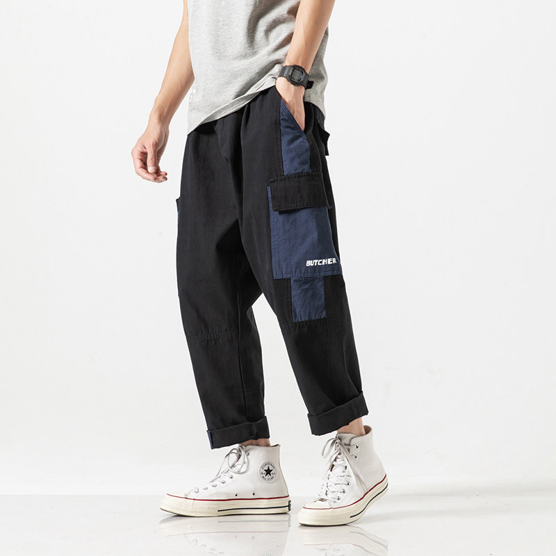 20 summer new pattern pocket Easy Straight Overalls Mosaic Hit color letter Embroidery trousers canvas shoein the Men's clothing, Casual pants  category - from Buy2taobao.com to provide professional Taobao agent buy service
