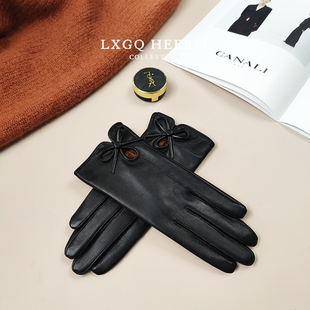 秋冬季 2025新款 真皮手套女保暖头层小绵羊皮触屏加绒骑车开车薄款