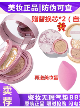 瓷妆气垫遮瑕保湿持久不脱妆控油bb霜cc隔离粉饼干皮女学生平价花