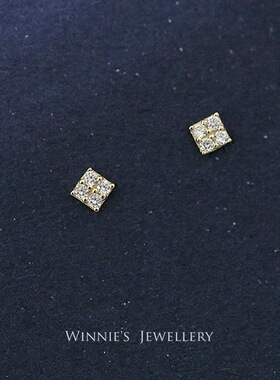 纯银金镶4颗小碎钻百搭风锆石